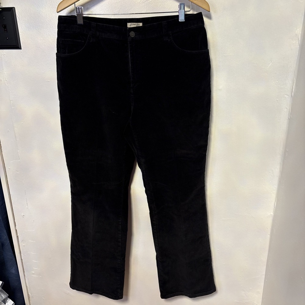 St Johns Bay Corduroy Pants Womens 12 Secretly Slender Straight Leg Black
